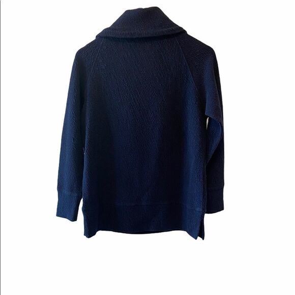 Blue Cowl Neck Waffle Pullover Sweat Shirt M - Picture 3 of 6
